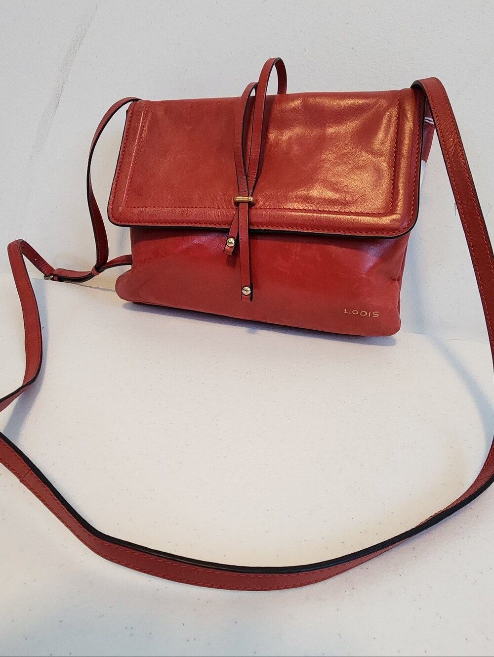 Lodis Red Leather Crossbody Bag